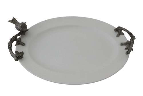 Stoneware Tray - Bird Handles